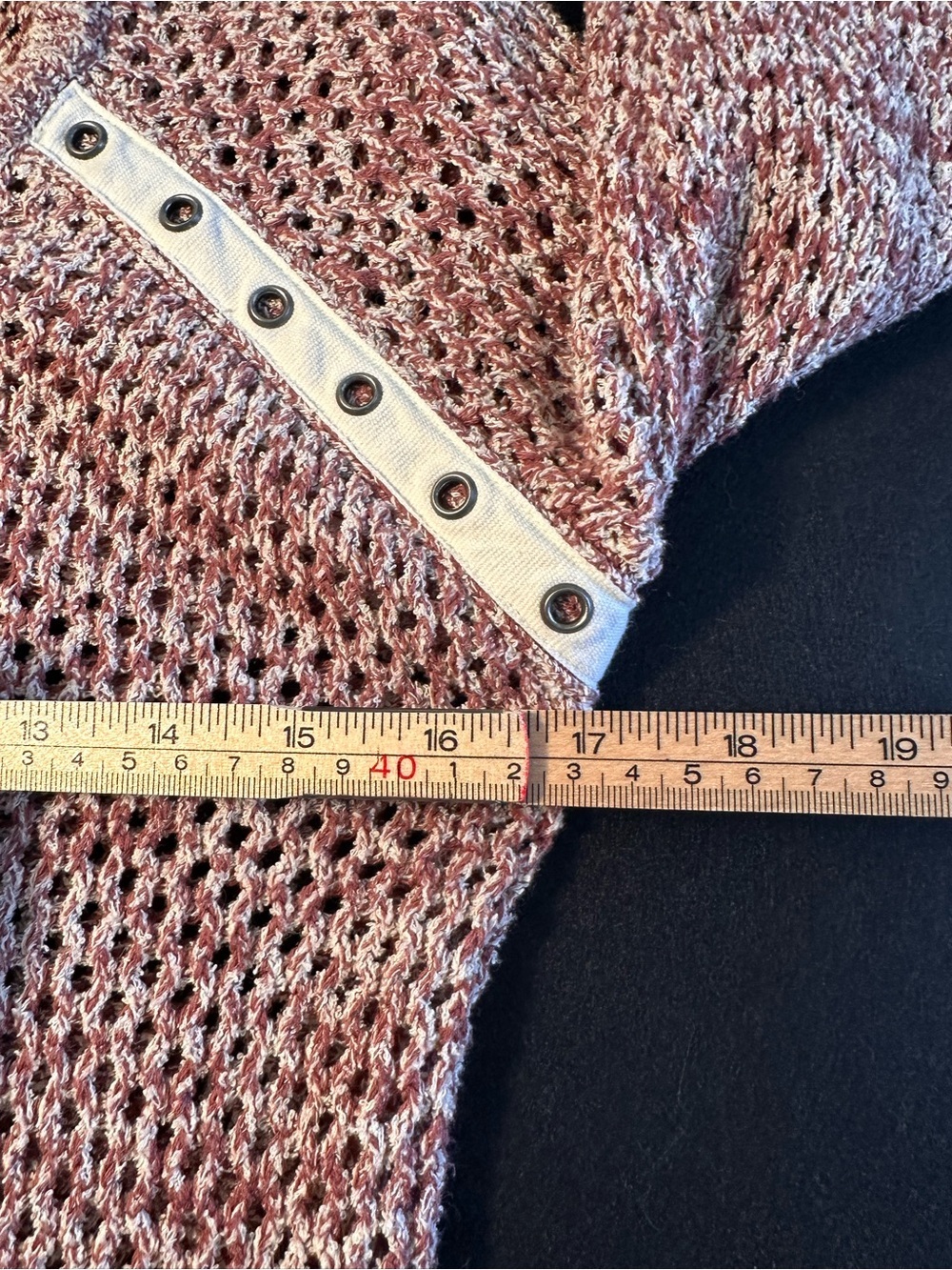 Maison Scotch Open Knit Sweater Womens M Dark Pink Button Shoulder Cotton Blend - Picture 11 of 12